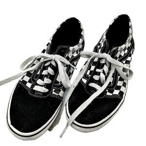 Vans Old Skool Sneakers Shoes Kids Size 4 Checkered Black/White Skateboard